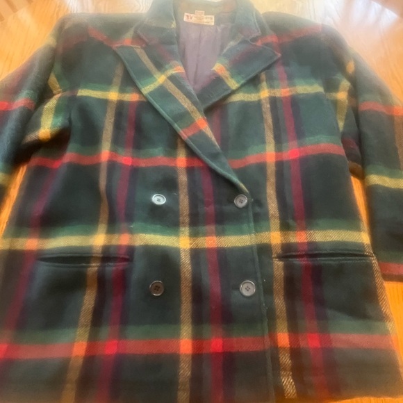 Vintage Peabody House Wool Blend Red Green Plaid Jacket 11/12 Equestrian Style - Picture 3 of 11